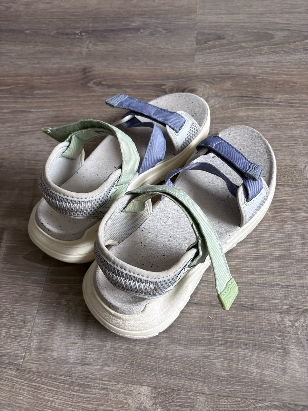Teva Zymic Adjustable Strappy Sandals in Pale Green & Dusty Blue